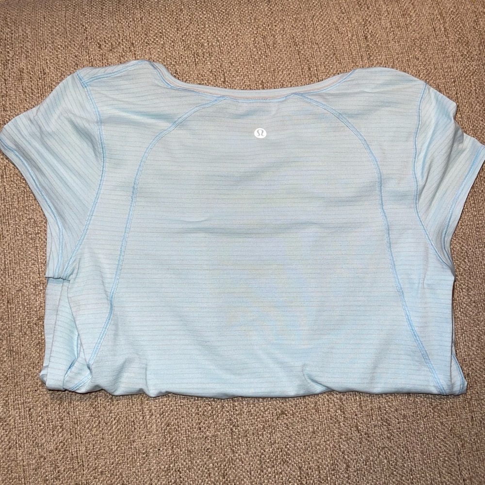 Light Blue Striped Lululemon T Shirt
